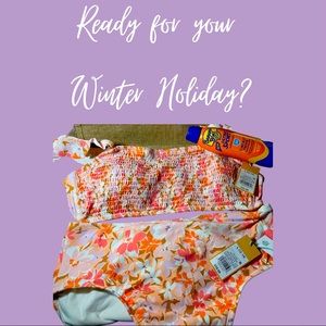 Flutter strap, floral high waisted two piece. Never worn.